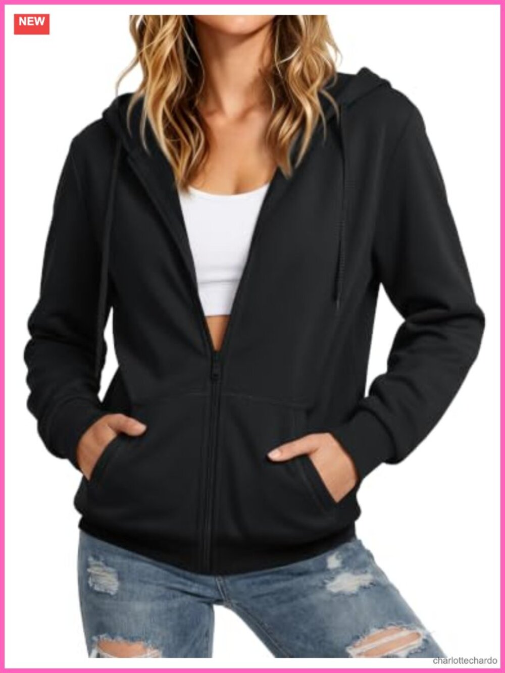 Women's Fleece Lined Full Zip Hoodie Sweatshirt Casual Long Sleeve with Pockets